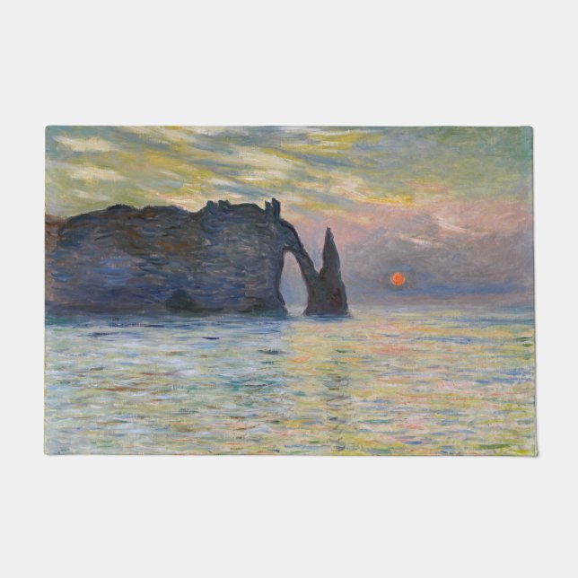 Felpudo Monet - Manneport, acantilado en Etretat, Sunset (Anverso)