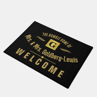 Felpudo Monogram Black and Gold Welcome