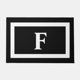 Felpudo Monograma blanco negro personalizado