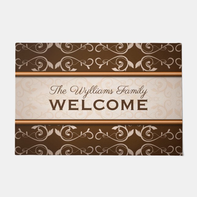 Felpudo Monograma clásico elegante del beige de Brown del (Anverso)