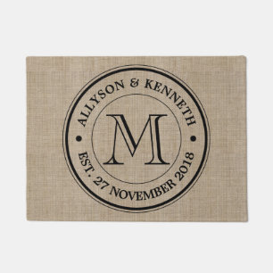 Felpudo Monograma con el logotipo de Burlap Retro