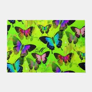 Felpudo Monograma con el reino de las mariposas Morpho Aqu