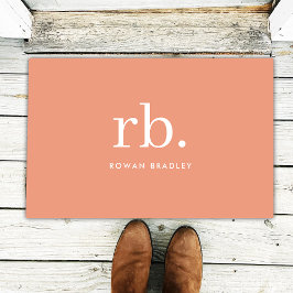 Felpudo Monograma Coral Peach Elegante Femenino Minimalist