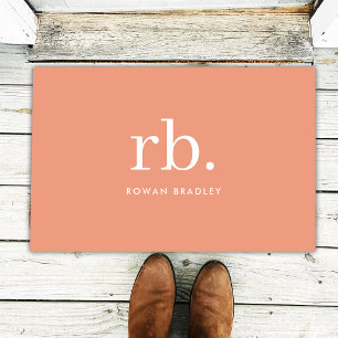 Felpudo Monograma Coral Peach Elegante Femenino Minimalist