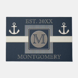 Felpudo Monograma de anclaje de barco náutico con efecto B
