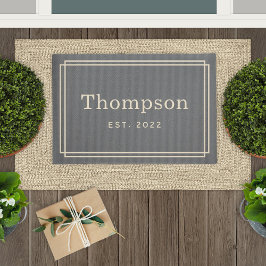 Felpudo Monograma de apellido Gray Beige Personalizado