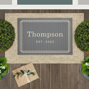 Felpudo Monograma de apellido Gray Beige Personalizado
