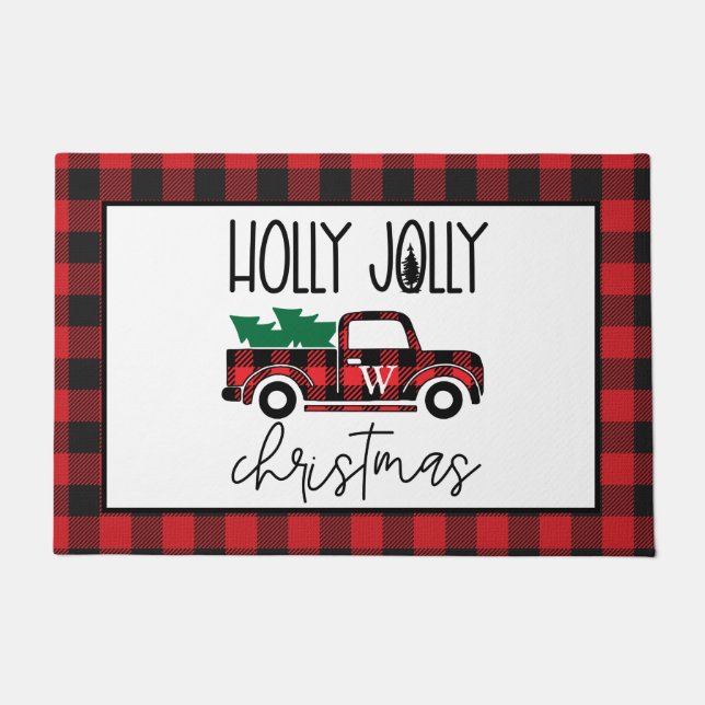 Felpudo Monograma de árbol y camión de protección de búfal (Anverso)