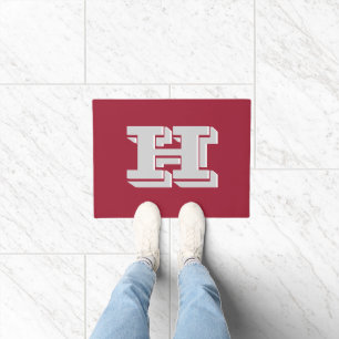 Felpudo Monograma de estilo de letra universitaria en rojo