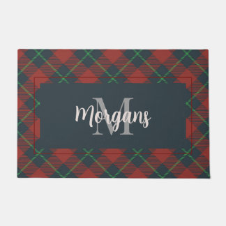 Felpudo Monograma de familia personalizado Feliz Navidad C