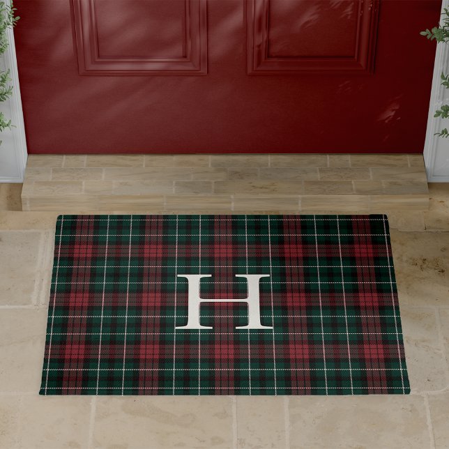 Felpudo Monograma de Holiday Tartan (Subido por el creador)