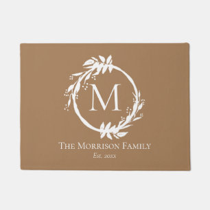 Felpudo Monograma de la elegante familia blanca beige