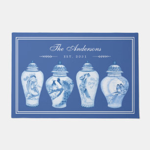 Felpudo Monograma de la familia Delft Blue Chinoiserie Gin