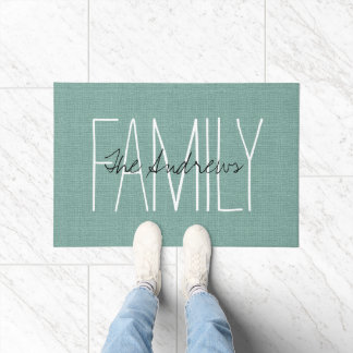 Felpudo Monograma de la familia Rustic Aqua