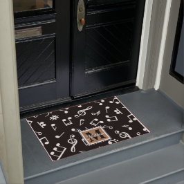 Felpudo Monograma de música Black and White Music Note