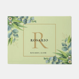 Felpudo Monograma de oro verde oliva claro personalizado