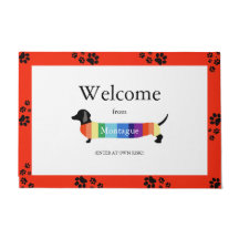Monograma del arcoiris de Dachshund Bienvenida Tip
