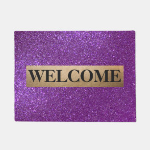 Felpudo Monograma del Purpurina morado de Girly Sparkly Ro
