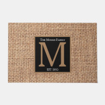 Monograma Elegante diseño lujoso burlap marrón neg