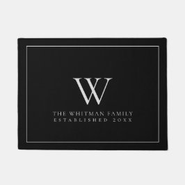 Felpudo Monograma familiar moderno gris negro