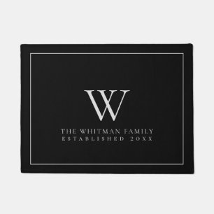 Felpudo Monograma familiar moderno gris negro