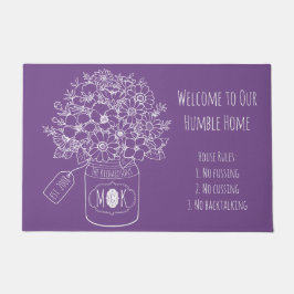 Felpudo Monograma Flores silvestres Bouquet Mason Jar