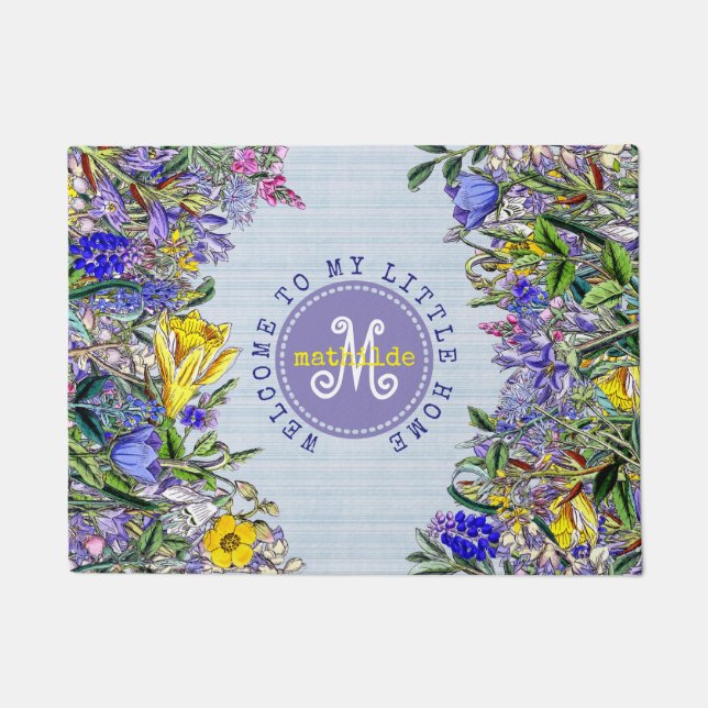 Felpudo Monograma Flores silvestres Flores victorianas vin (Anverso)