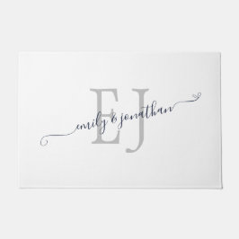 Felpudo Monograma Iniciales Parejas Nombres Blancos