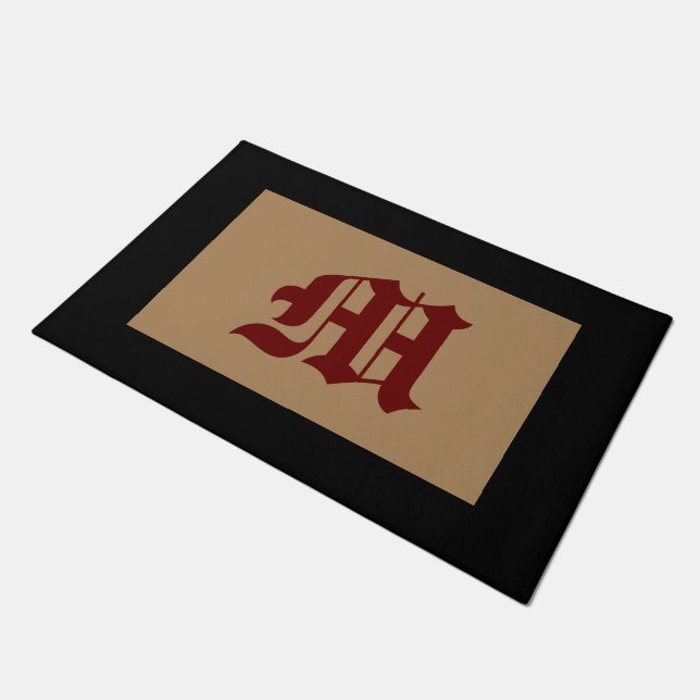 Felpudo Monograma M Antiguo Inglés Negro Triple Doormat (Angular)