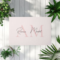 Monograma mínimo inicial y nombre Pastel rosa