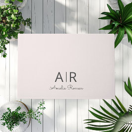 Felpudo Monograma mínimo inicial y nombre Pastel rosa