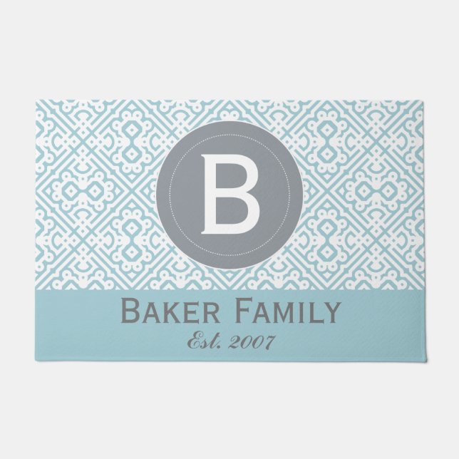 Felpudo Monograma moderno de la estera de puertas marroquí (Anverso)