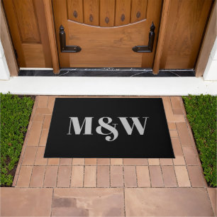 Felpudo Monograma moderno de pareja personalizado gris cla