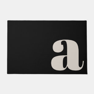 Felpudo Monograma moderno minimalista negro audaz entrada