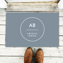 Felpudo Monograma moderno Mínimo Dusky Gris Azul