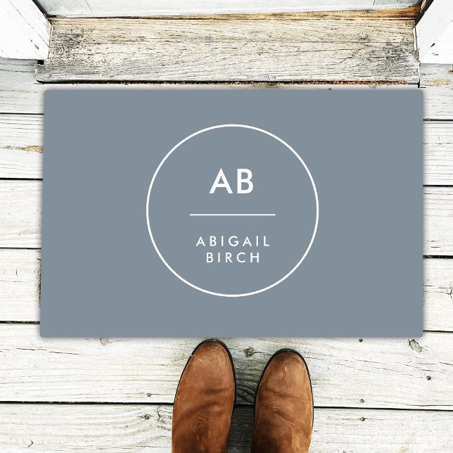 Felpudo Monograma moderno Mínimo Dusky Gris Azul (Subido por el creador)