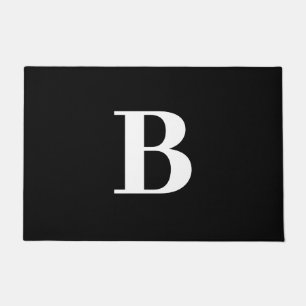 Felpudo Monograma negrita blanco negro Minimalista moderno