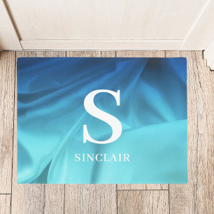 Felpudo Monograma Ocean Blue Satin Dote Mat