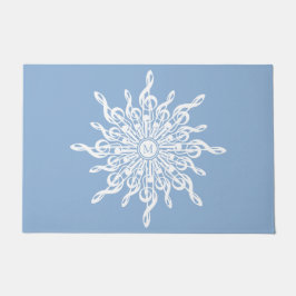 Felpudo Monograma Ornamental Azul invernal G-Clef Snowflak