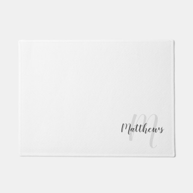 Felpudo Monograma personalizado de guión moderno y nombre  (Anverso)