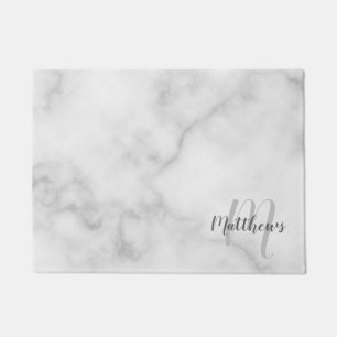 Felpudo Monograma personalizado de guión moderno y nombre 