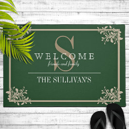 Felpudo Monograma Personalizado de marco florido de esquin