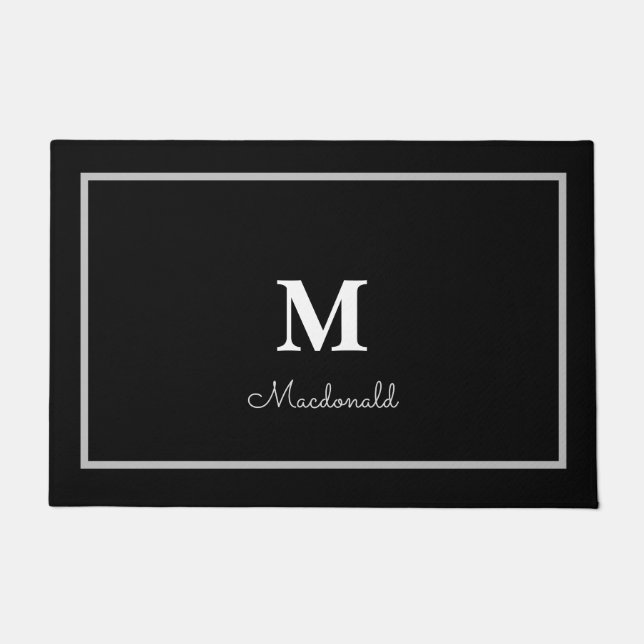 Felpudo Monograma Personalizado simple elegante (Anverso)