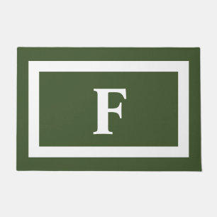 Felpudo Monograma personalizado Verde oscuro al aire libre