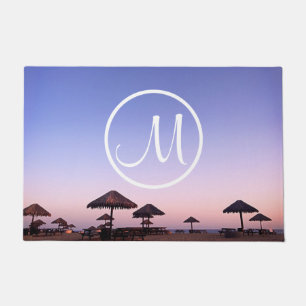 Felpudo Monograma Purple Sunset California Beach Photo Bol