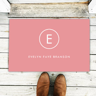 Felpudo Monograma Rosa Rosa Feminine Girly Mínimo Inicial