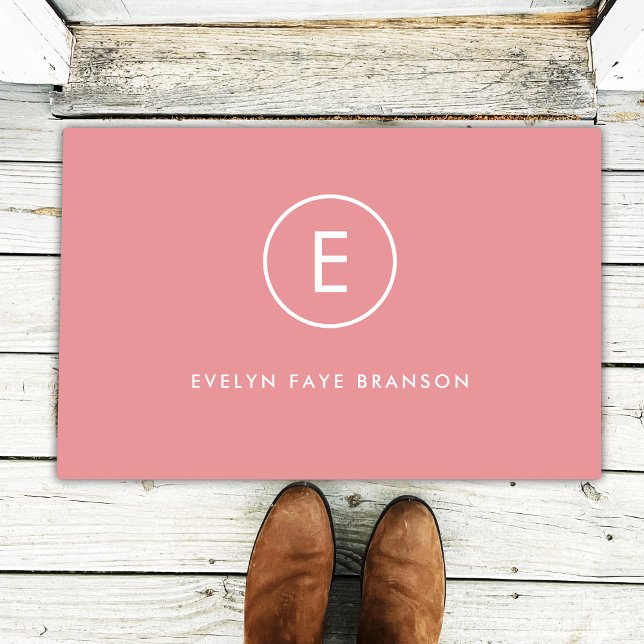 Felpudo Monograma Rosa Rosa Feminine Girly Mínimo Inicial (Subido por el creador)