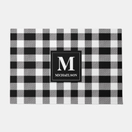 Felpudo Monograma Tapado de búfalo blanco y negro