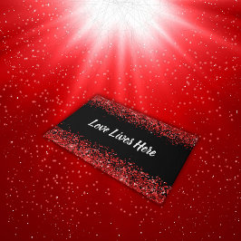 Felpudo Monograma - Texto blanco sobre negro con purpurina