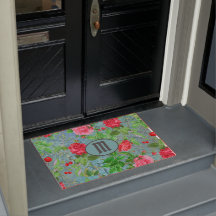 Monograma Verde azulado París Flores de agua